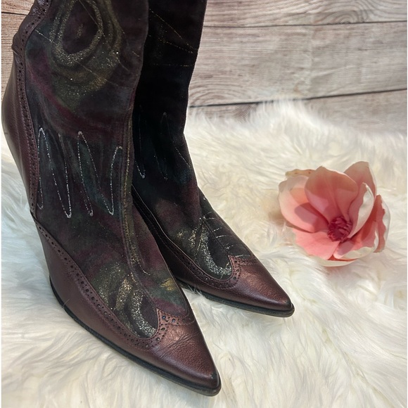 🍂 MARINO FABIANI Italian Leather & Suede Over Knee Boot 🍂 - Picture 3 of 15